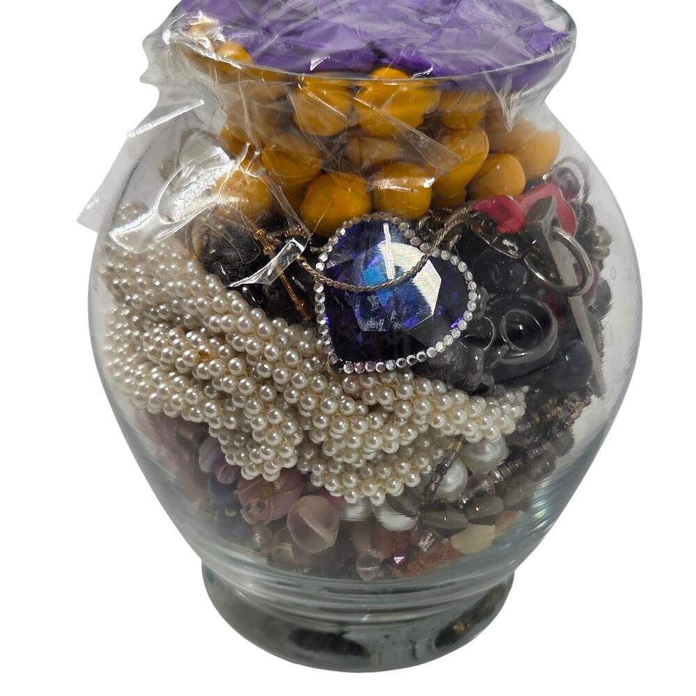 Mystery Mixed Lot Jewelry Vase Necklaces, Bracelets, Rings, Earrings Beads